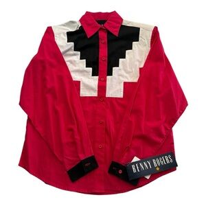 NWT Vintage 1980’s Kenny Rogers Western Shirt Aztec Shirt Size M